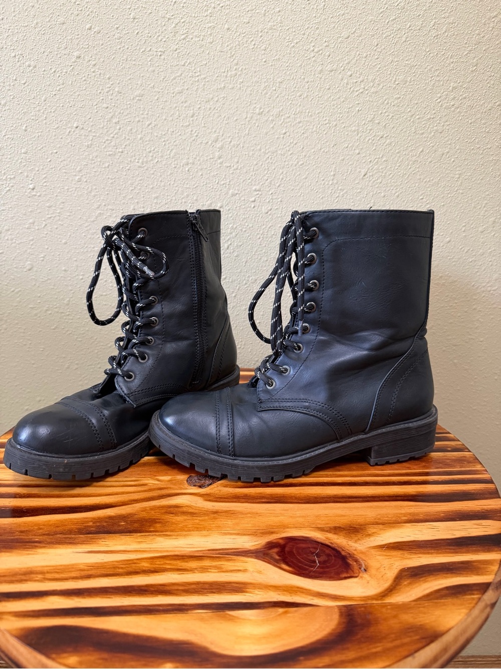 Madden Girl Black Lace-Up Combat Boots